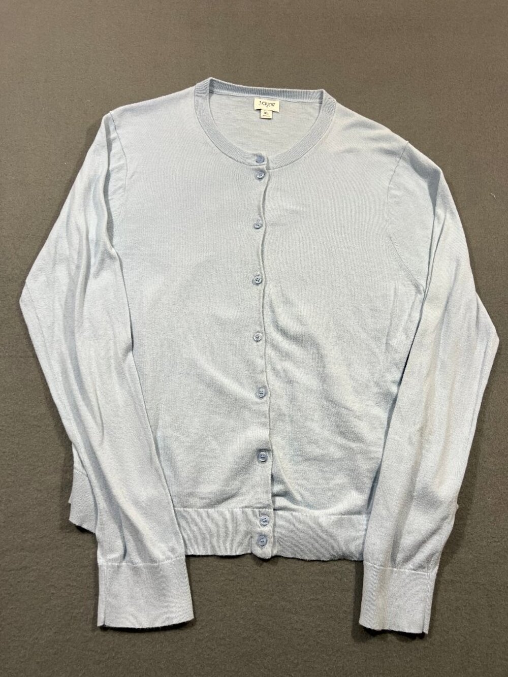 J.Crew Caryn Blue Cotton Button Front Crew Neck Cardigan Sweater XL E5957